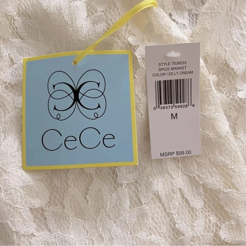 CeCe  Sleeveless Eyelet sheer Peplum Top fairy feminine girlhood core - Picture 4 of 6